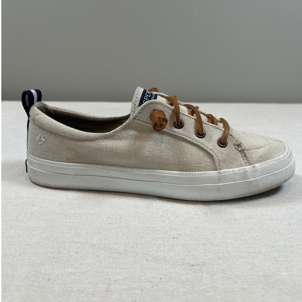 Sperry Crest Vibe‎ Linen Oatmeal Beige Sneakers STS98644 Women's Size 7 Loafer